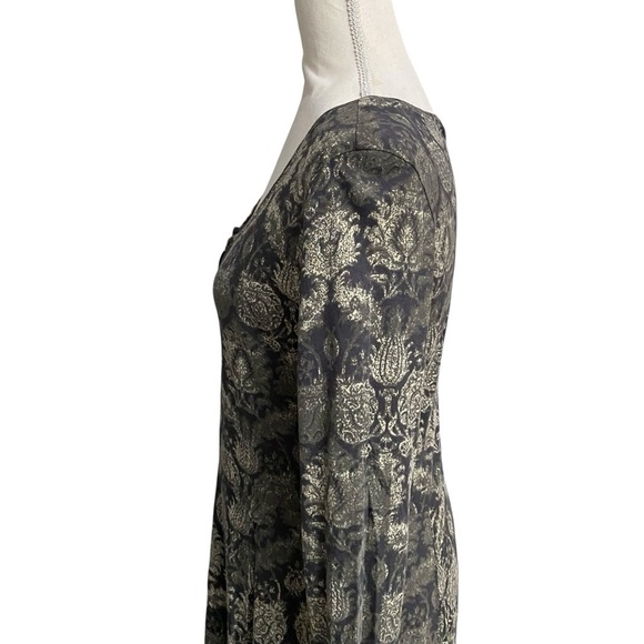 Peruvian Connection Small Black Cream Paisley Knit Boho Fit Flare Dress - Picture 9 of 15